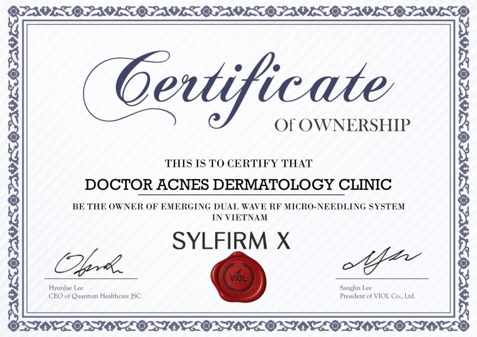 Certificate Sylfirm X