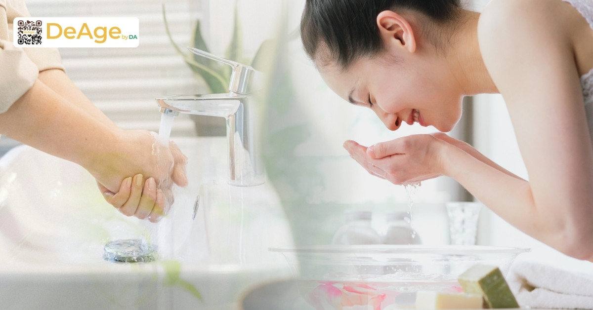 5 phút mát xa mặt trước khi ngủ: bí quyết đánh bay nếp nhăn 3 rửa tay sạch và làm sạch da để hạn chế vi khuẩn trên da