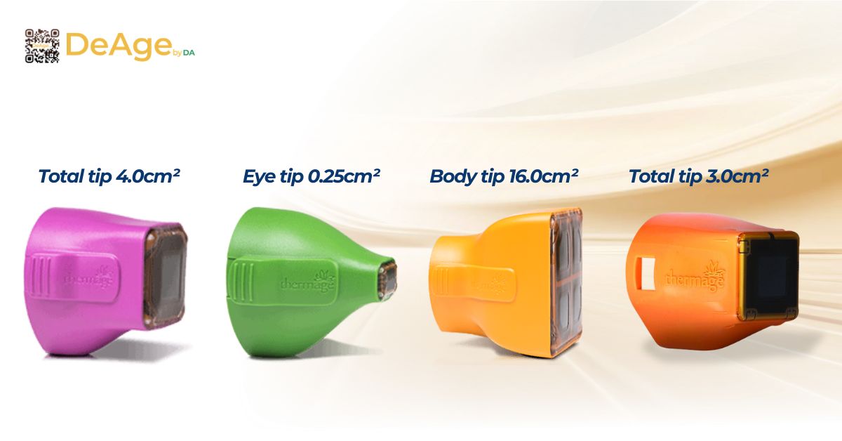 Công nghệ Thermage là gì và hiệu quả trong nâng cơ trẻ hóa da 1 Các đầu tip điều trị Thermage FLX (hình minh họa)