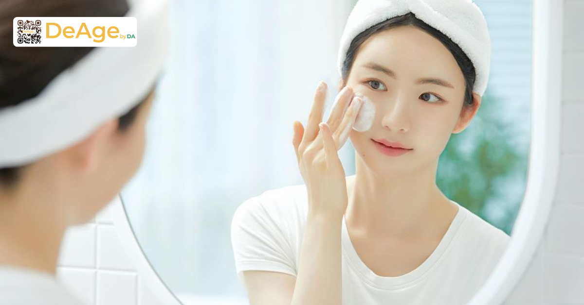 cô gái đang skincare